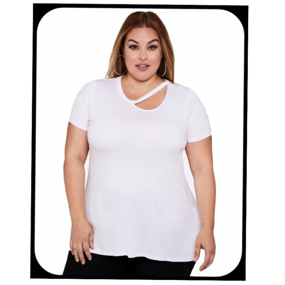 SALE Ashley Stewart Plus Size Short Sleeve Shirt Size 22 24 Blouse 22W 24W - NEW